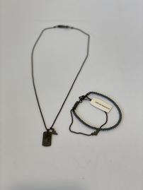 Armani Dog Tag Necklace and Bracelet Set 202//269
